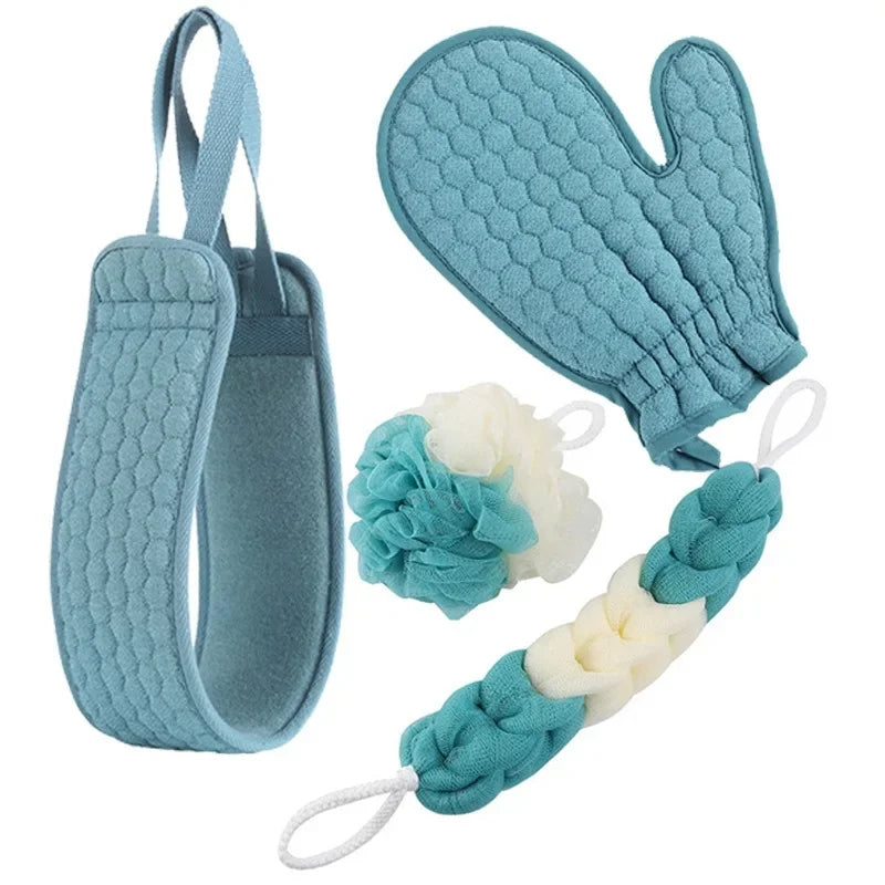 4PCS Northern Women Bath Towel with Exfoliating Bath Accessory