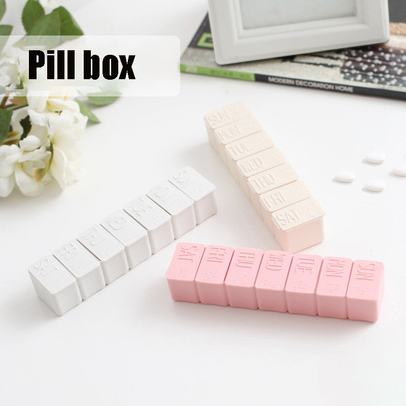 Travel Pill Box Holder Weekly Medicine Storage Organizer Container
