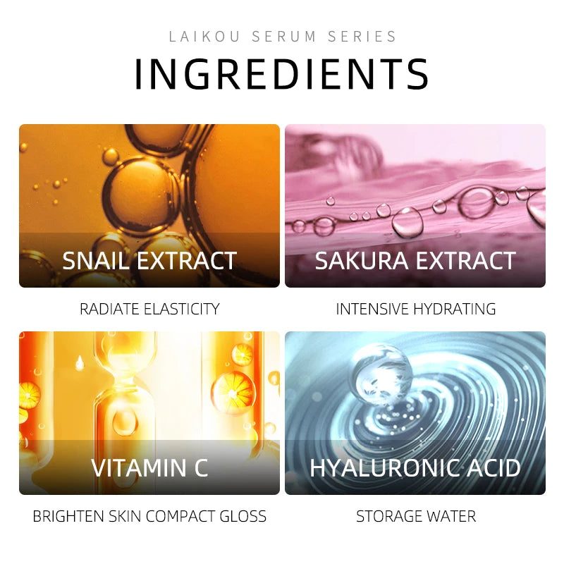 Japan Sakura Essence Anti-Aging Hyaluronic Acid Pure 24K Gold Whitening Vitamin C  Face Serum